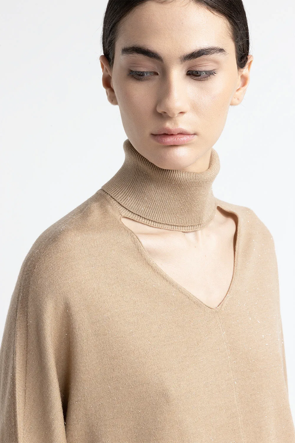 Wool and viscose V neck sweater