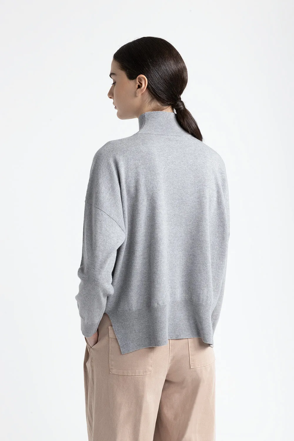 Wool, silk and cashmere turtleneck sweater